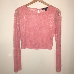 Pink lace crop top